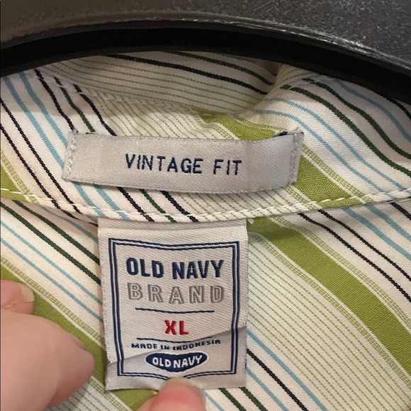 Old Navy Men's Green Striped and Blue Checkered Shirts both XL EUC - Picture 3 of 7